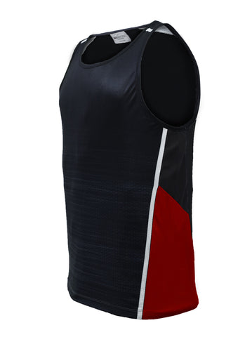 Unisex Adults Sublimated Panel Singlet in Black/Red