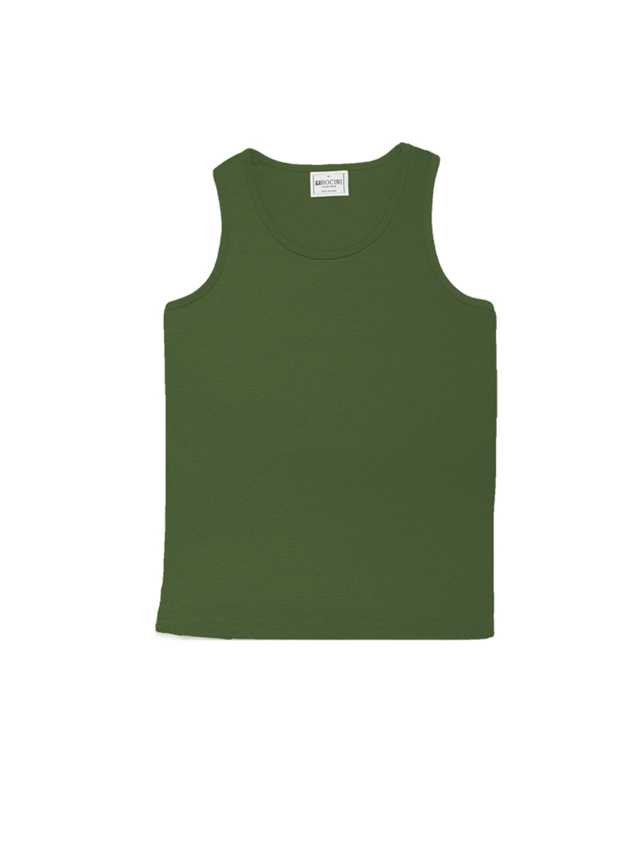 Kids Breezeway Micromesh Singlet in Army Green