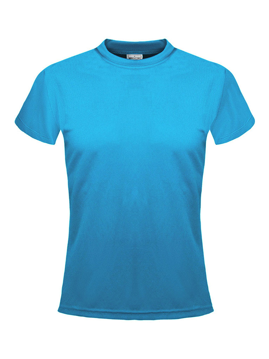 Ladies Plain Breezeway Micromesh Tee in Cyan