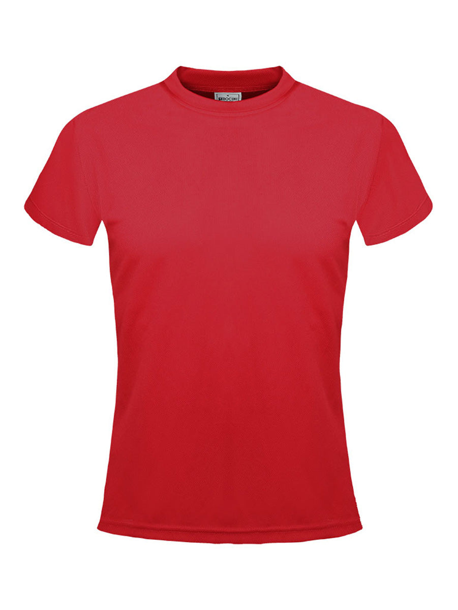 Ladies Plain Breezeway Micromesh Tee in Red