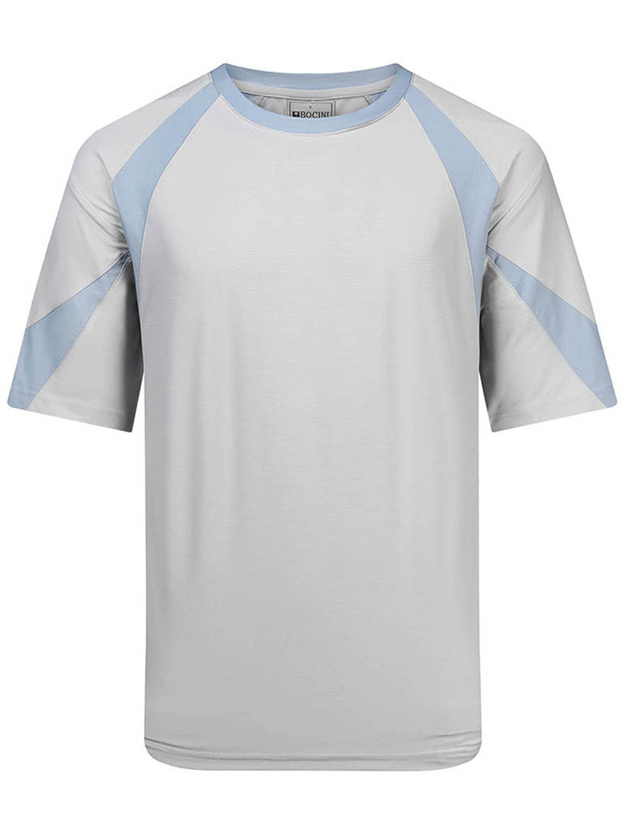Three Tone Contrast Sports Tee in Grey/Stone Blue