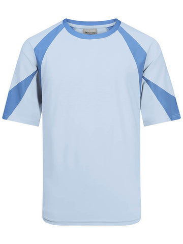 Three Tone Contrast Sports Tee in Stone Blue/Sky Blue