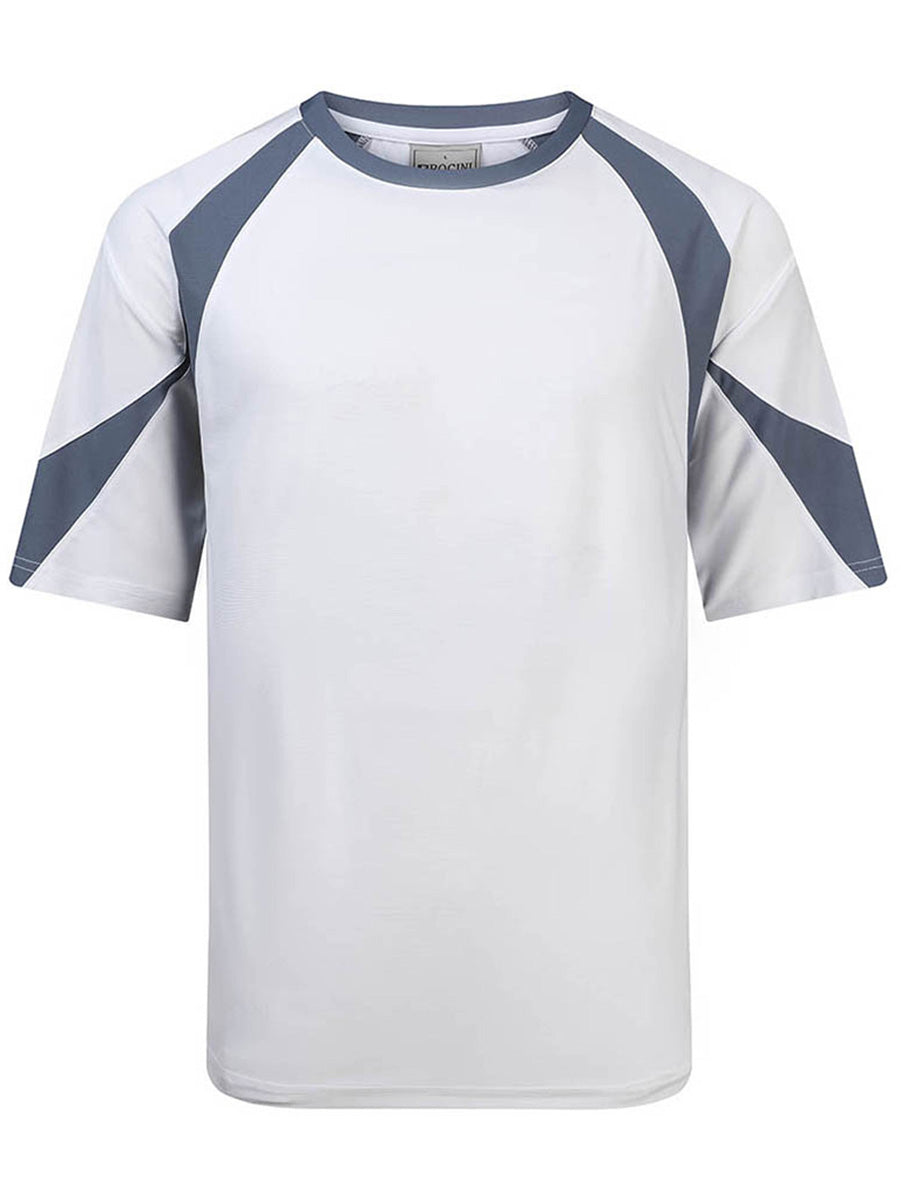Three Tone Contrast Sports Tee in White/Charcoal