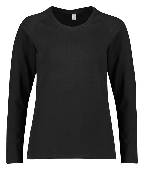 Performance Womens Long Sleeve Tee Black front view