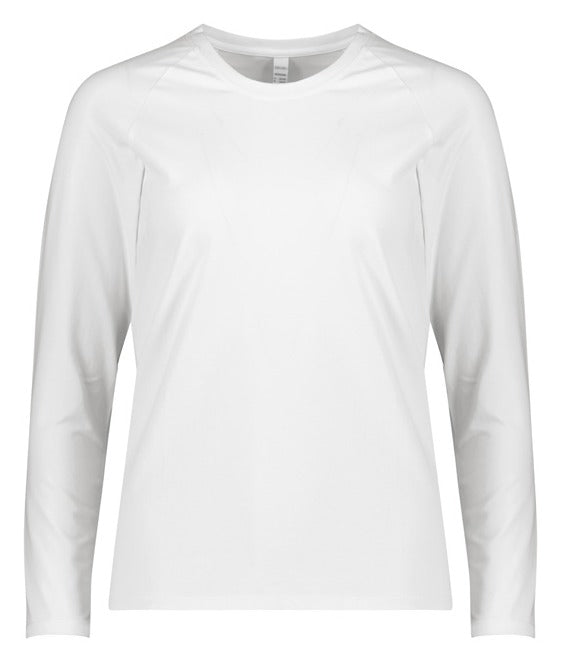 Performance Womens Long Sleeve Tee White front view