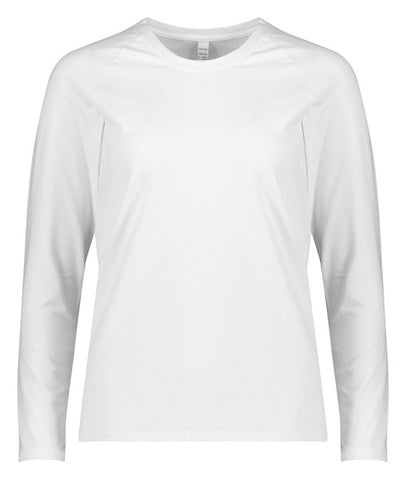 Performance Womens Long Sleeve Tee White front view