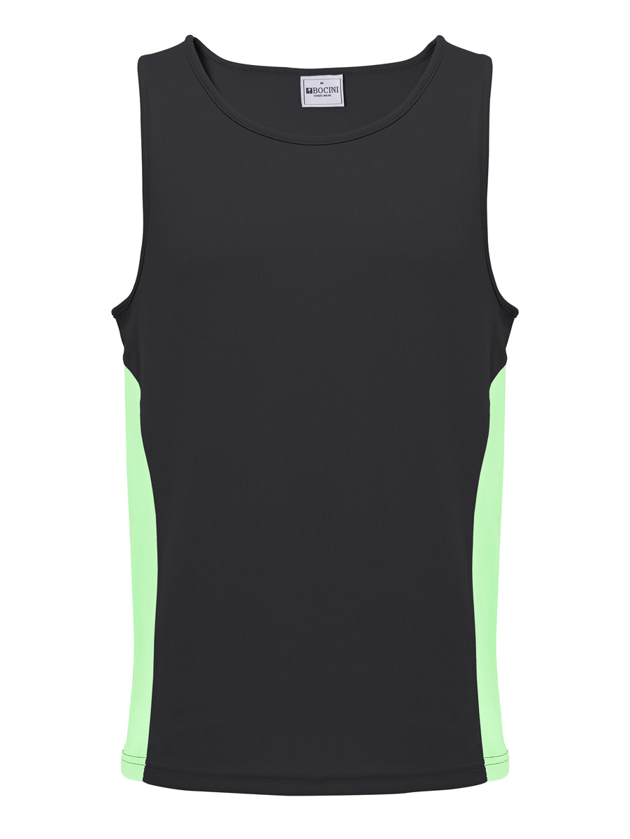 Unisex Adults Mens/Kids Micro Mesh Contrast Singlet in Black/Lime
