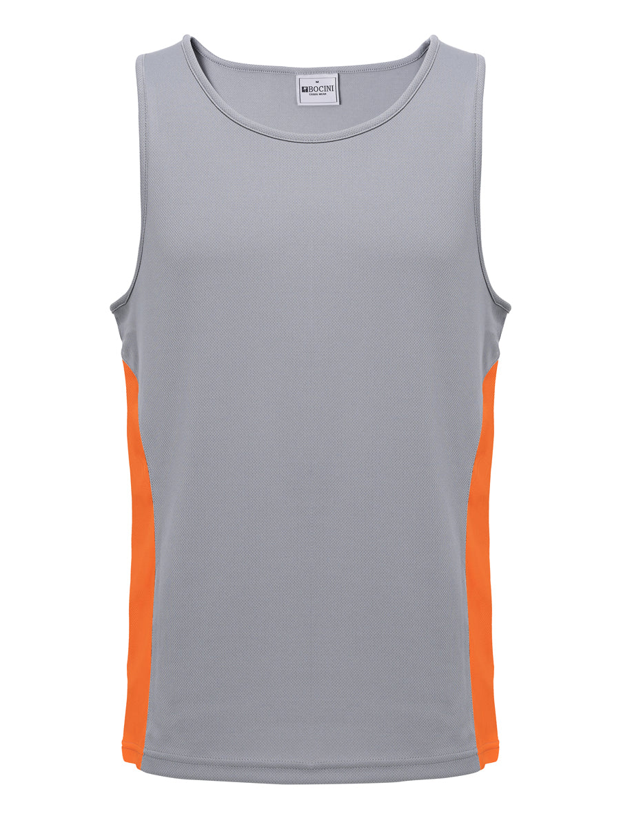 Unisex Adults Mens/Kids Micro Mesh Contrast Singlet in Grey/Orange
