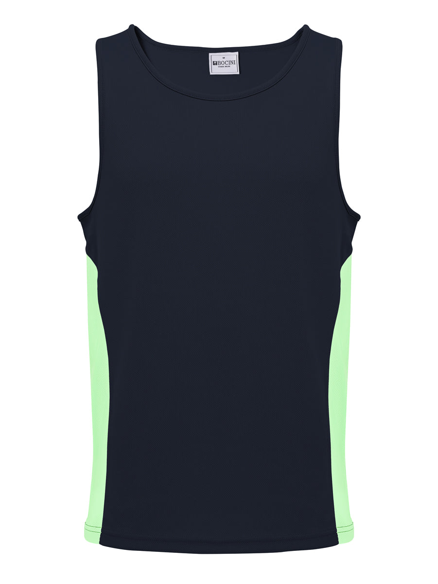 Unisex Adults Mens/Kids Micro Mesh Contrast Singlet in Navy/Lime