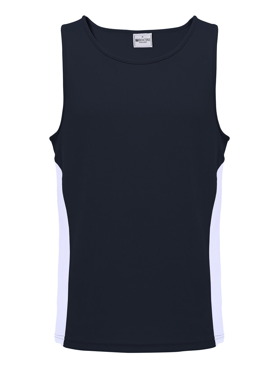 Unisex Adults Mens/Kids Micro Mesh Contrast Singlet in Navy/White