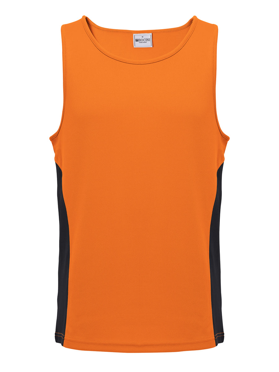 Unisex Adults Mens/Kids Micro Mesh Contrast Singlet in Orange/Black