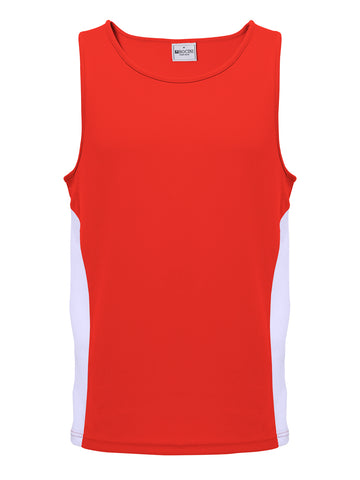 Unisex Adults Mens/Kids Micro Mesh Contrast Singlet in Red/White