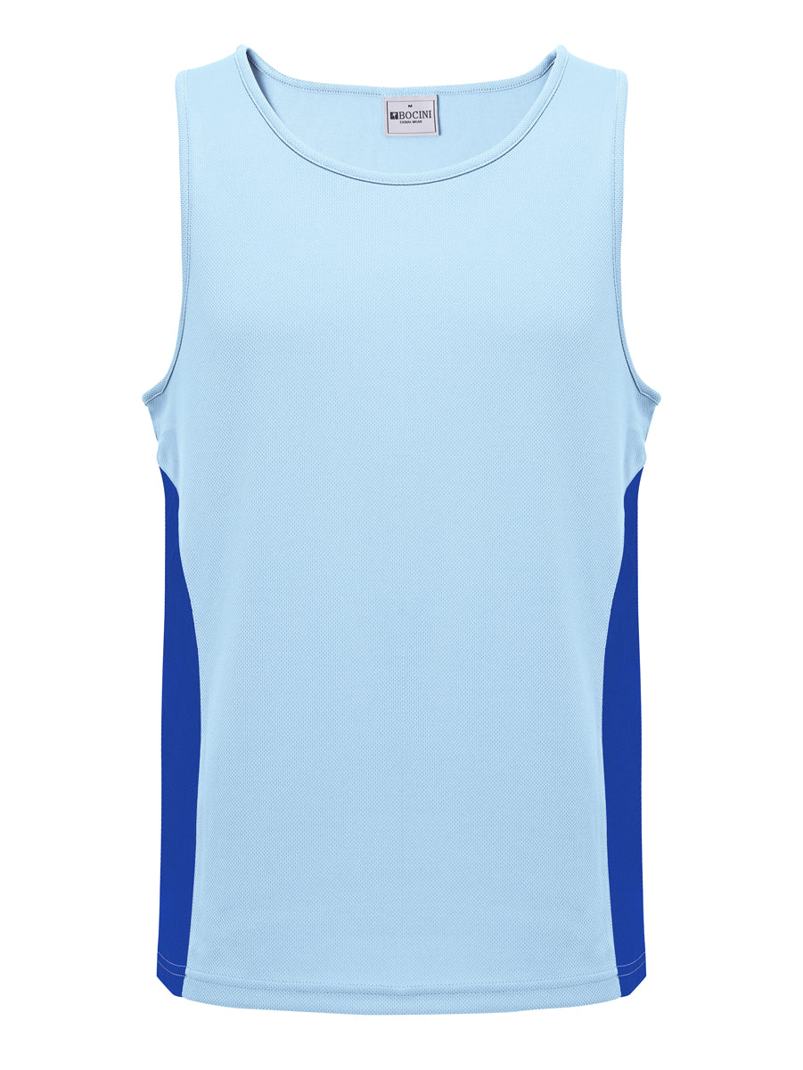 Unisex Adults Mens/Kids Micro Mesh Contrast Singlet in Sky Blue/Royal