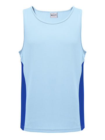 Unisex Adults Mens/Kids Micro Mesh Contrast Singlet in Sky Blue/Royal