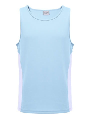 Unisex Adults Mens/Kids Micro Mesh Contrast Singlet in Sky Blue/White