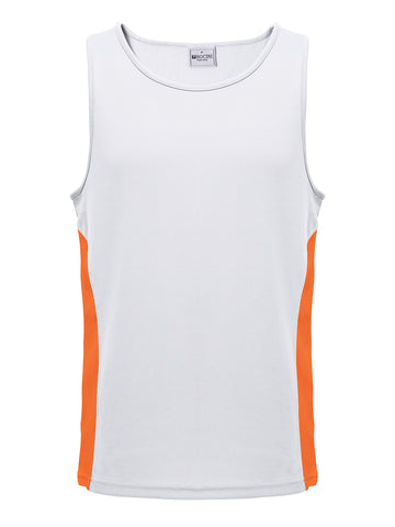 Unisex Adults Mens/Kids Micro Mesh Contrast Singlet in White/Orange