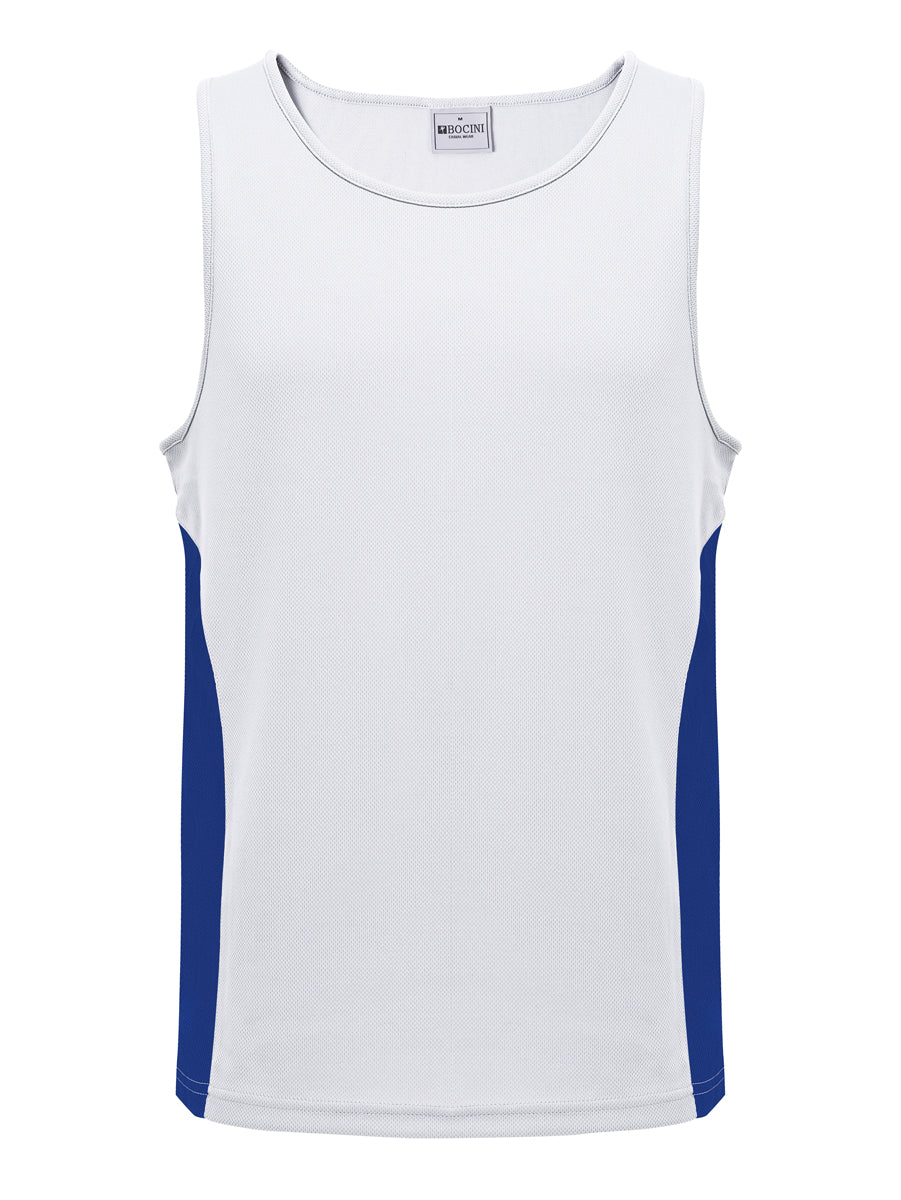 Unisex Adults Mens/Kids Micro Mesh Contrast Singlet in White/Royal