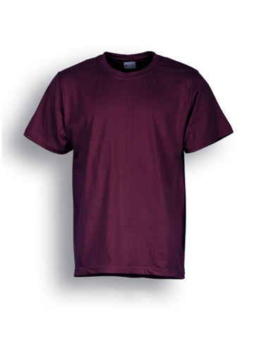 Unisex Adults Plain Cotton Tee Shirt in Maroon