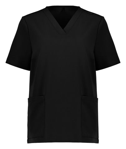 Pulse Womens V-Neck Scrub Top Black front view
