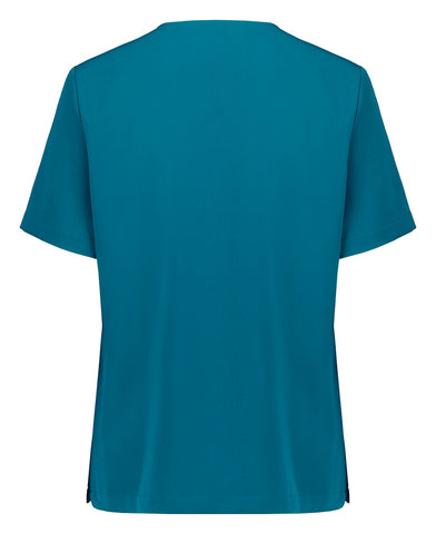 Pulse Womens V-Neck Scrub Top Caribbean Blue back view