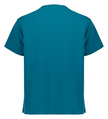 Pulse Unisex V-Neck Scrub Top Caribbean Blue back view