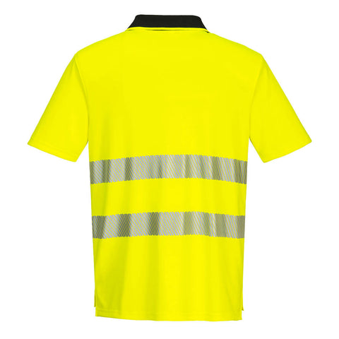 DX4 Hi-Vis Zip Polo Shirt S/S Yellow/Black back