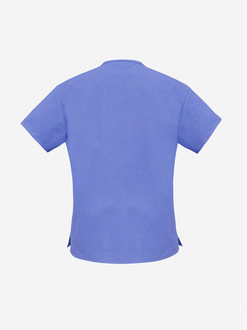 Classic Womens Scrub Top Mid Blue back view