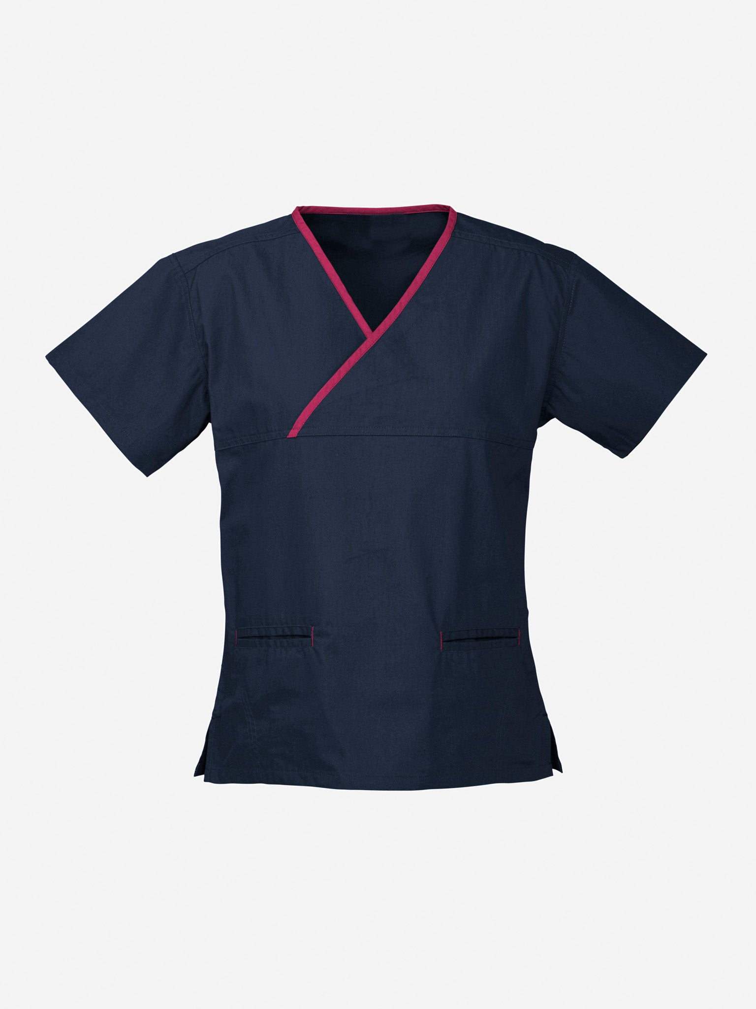 Classic Womens Contrast Scrub Top Navy/Fuchsia front view