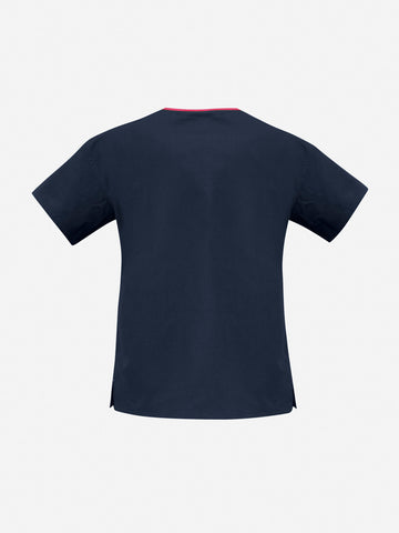 Classic Womens Contrast Scrub Top Navy/Fuchsia back view