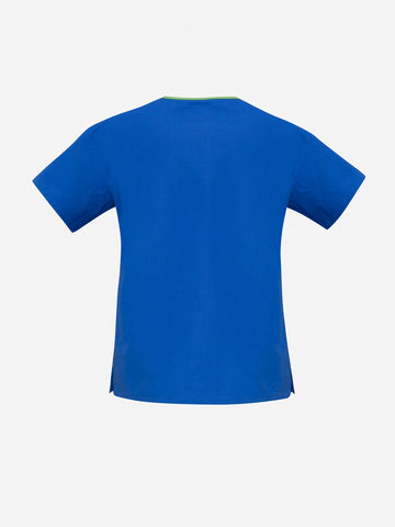 Classic Womens Contrast Scrub Top Royal/Lime back view