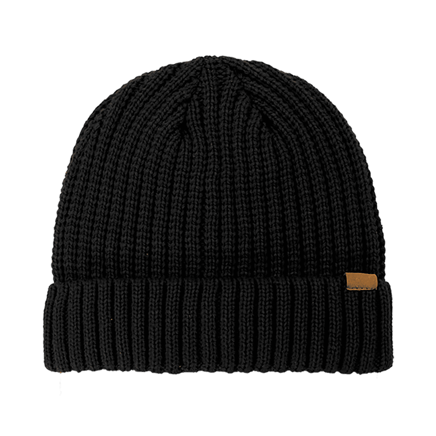B2200 Headwear24 Rib Knitted Cuffed Beanie - Black