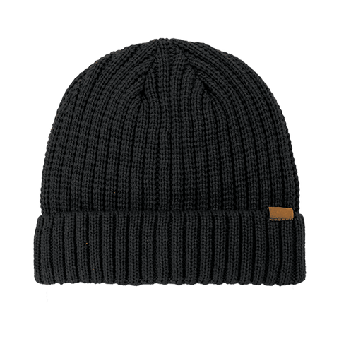 B2200 Headwear24 Rib Knitted Cuffed Beanie - Charcoal
