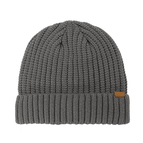 B2200 Headwear24 Rib Knitted Cuffed Beanie - Grey