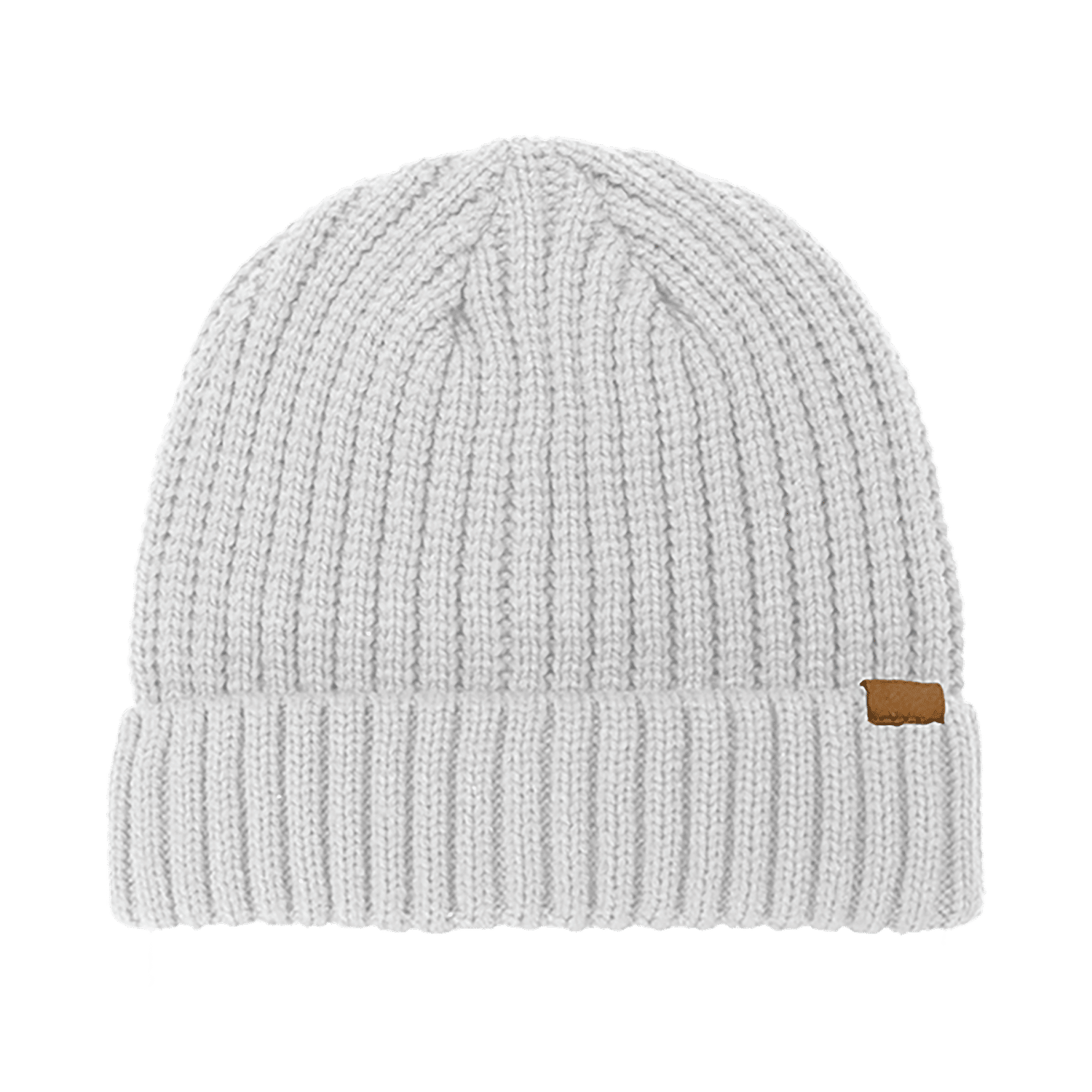 B2200 Headwear24 Rib Knitted Cuffed Beanie - White