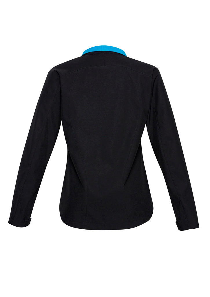 Geneva Womens Jacket Black/Cyan back view