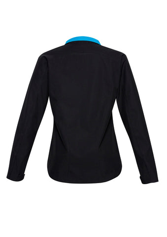 Geneva Womens Jacket Black/Cyan back view