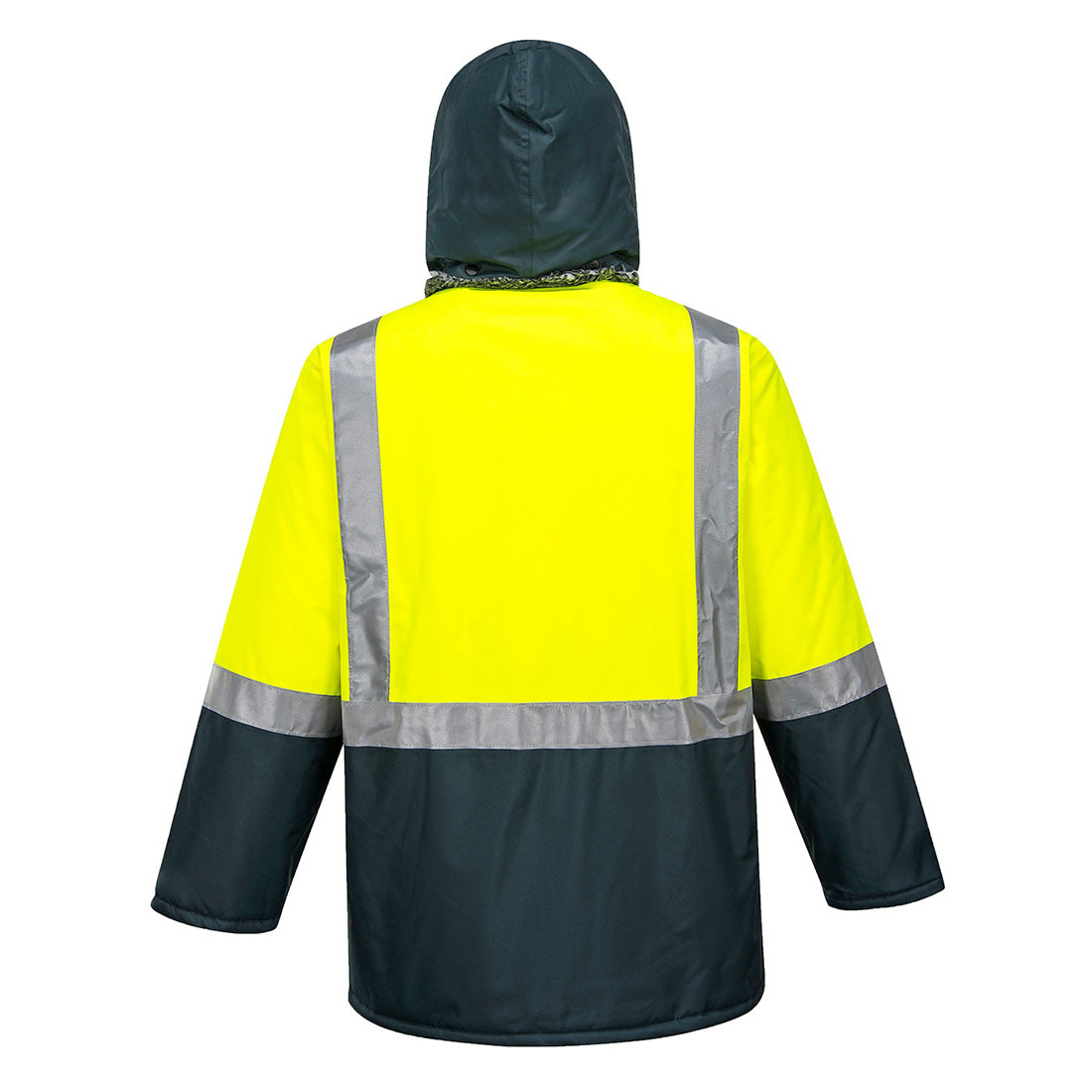 Huski Hi-Vis Contrast Freezer Jacket Yellow/Forest Green back