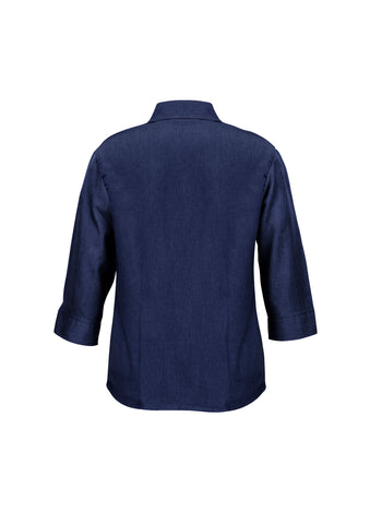 Oasis Womens 3/4 Sleeve Shirt Navy back view