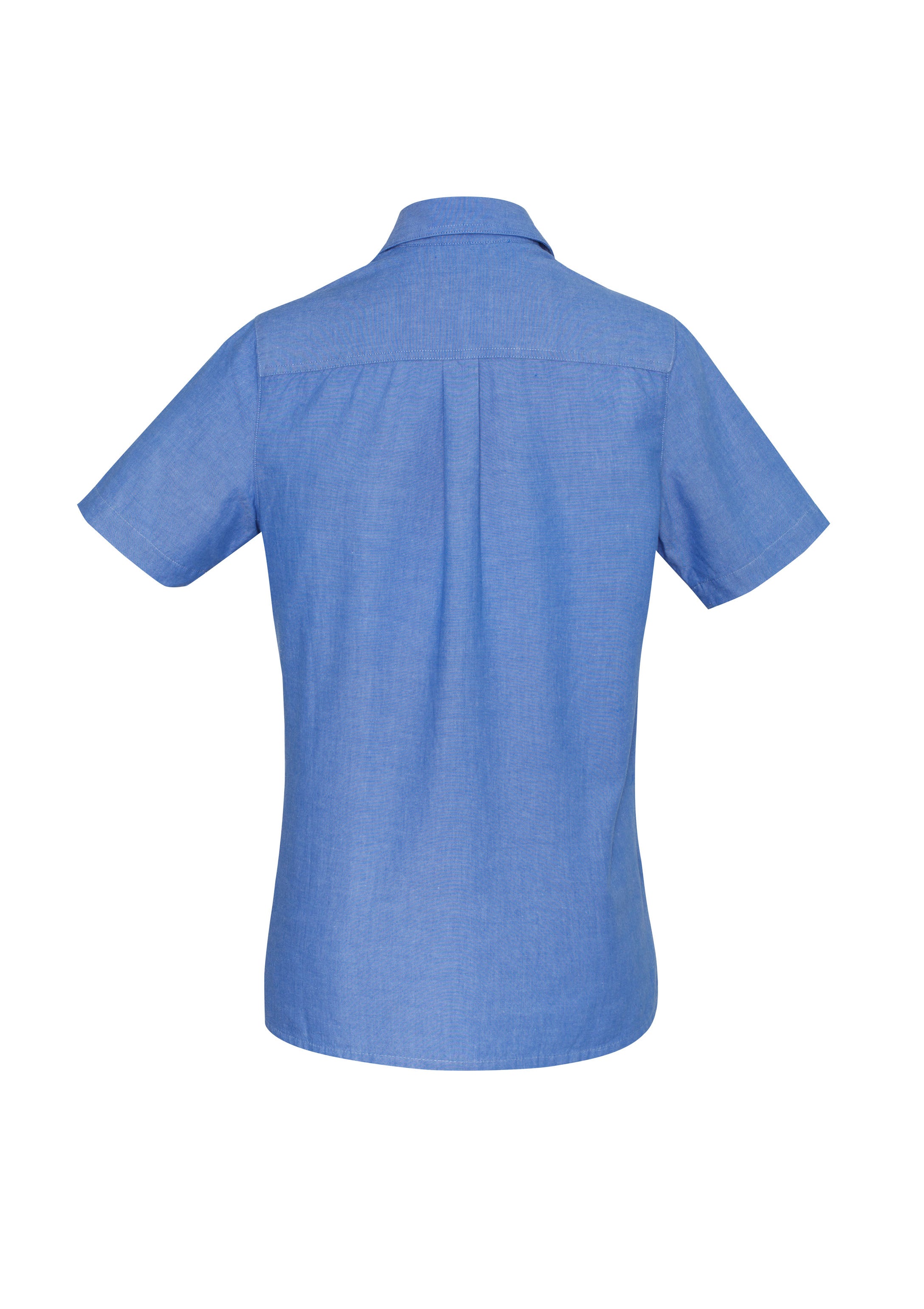 Chambray Womens Short Sleeve Shirt Chambray Blue back view