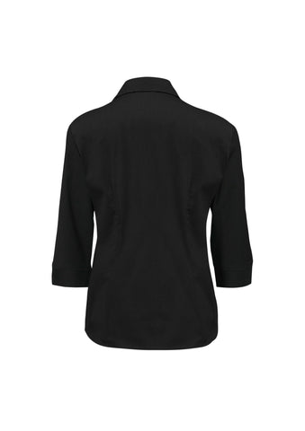 Metro Womens 3/4 Sleeve Shirt Black back view