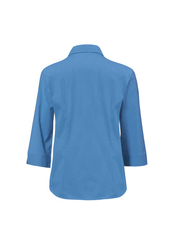 Metro Womens 3/4 Sleeve Shirt Mid Blue back view