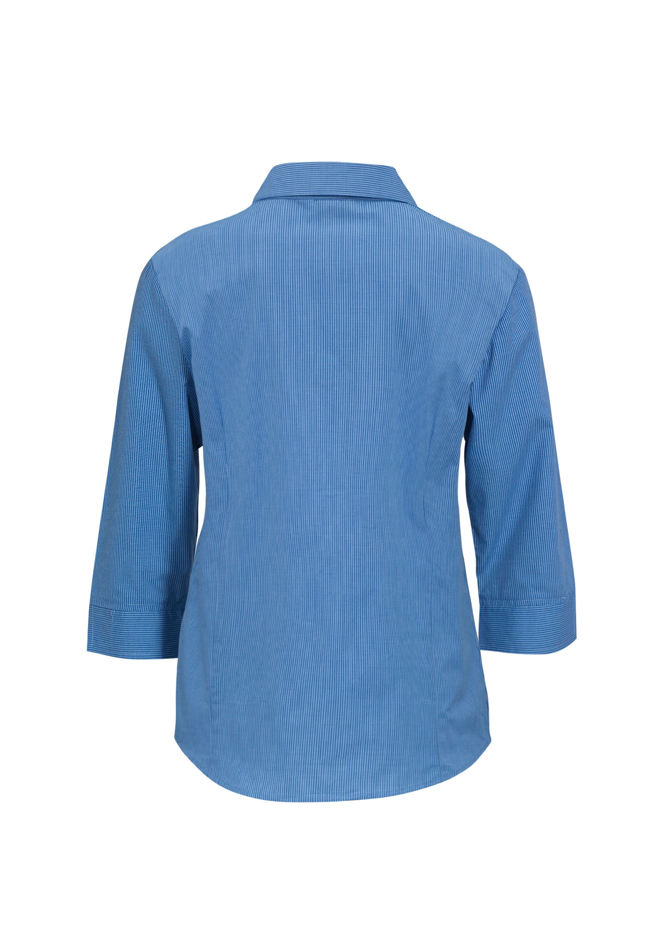 Micro Womens Check 3/4 Sleeve Shirt Mid Blue back view