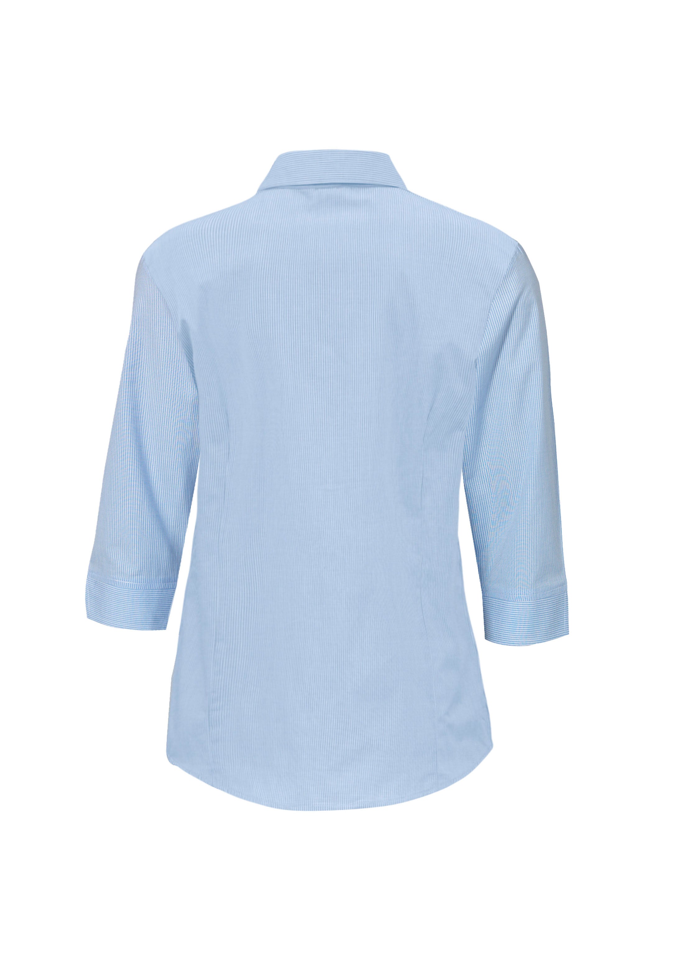 Micro Womens Check 3/4 Sleeve Shirt Sky back view