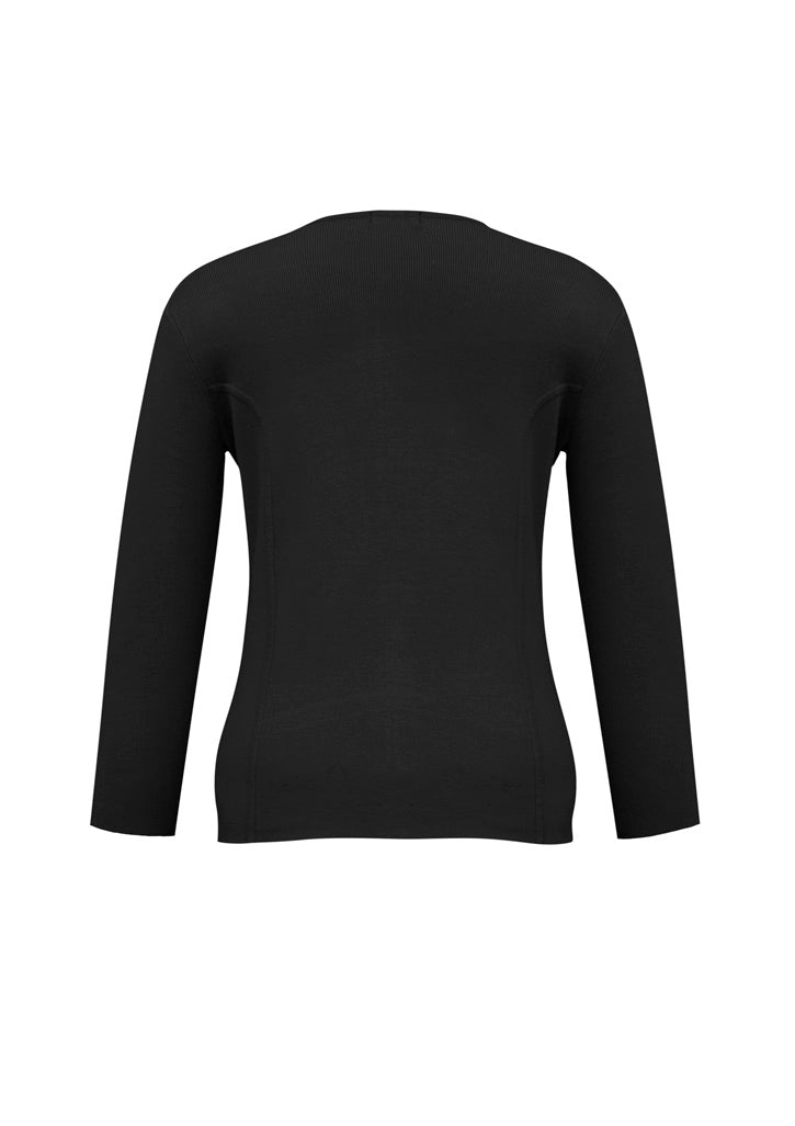 2-Way Womens Zip Cardigan Black back view
