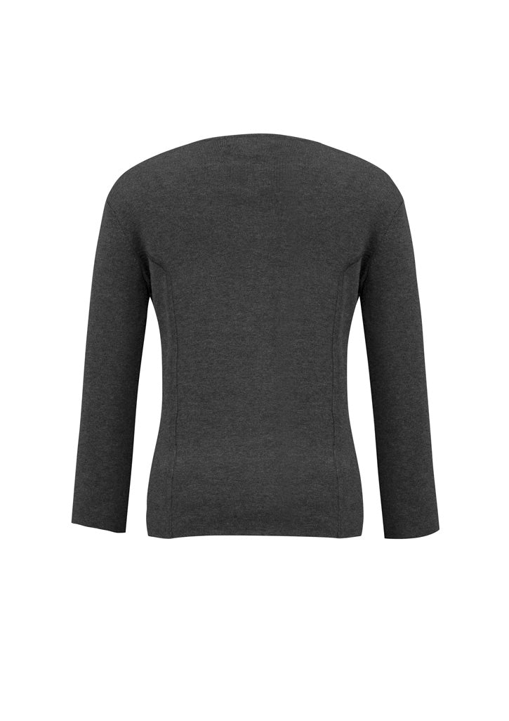 2-Way Womens Zip Cardigan Charcoal back view