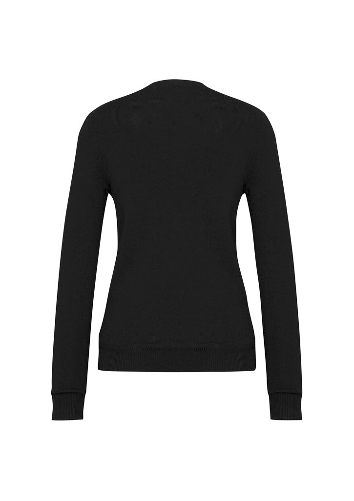 V-Neck Womens Knit Pullover Black back view