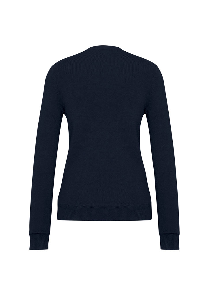 V-Neck Womens Knit Pullover Navy back view