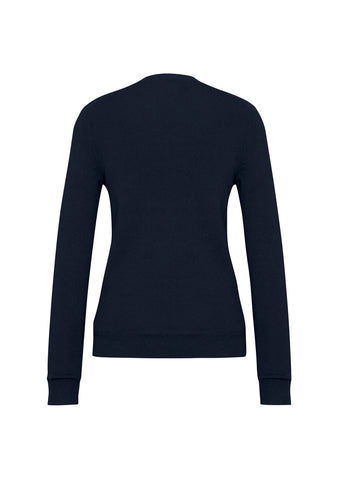 V-Neck Womens Knit Pullover Navy back view