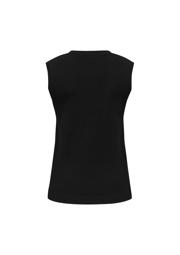 V-Neck Womens Knit Vest LV3504 Black back view