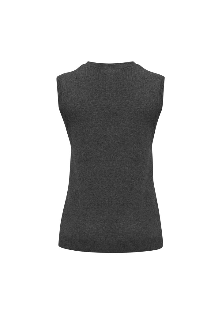 V-Neck Womens Knit Vest LV3504 Charcoal back view